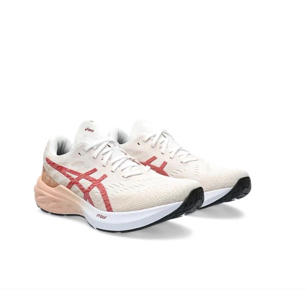 ASICS Women's Athletic Shoes - Cream and salmon color.